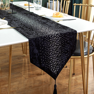 简约现代黑色餐桌桌旗轻奢北欧长条桌布欧式奢华茶几茶台装饰盖布